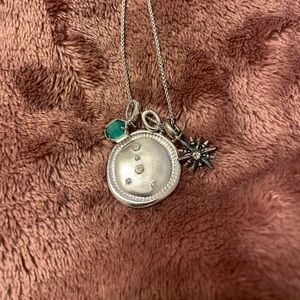 Kendra Scott Silver Pendant Necklace with Green Charm